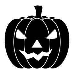 Halloween pumpkin icon silhouette. Vector illustration isolated on white background.
