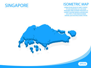 Modern vector isometric of Singapore blue map. elements white background for concept map easy to edit and customize. eps 10