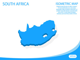 Modern vector isometric of South Africa blue map. elements white background for concept map easy to edit and customize. eps 10
