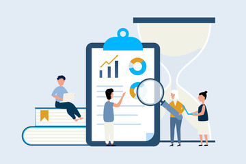 Data analysis concept. the business team analyzed data on board