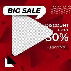 Set of editable square banner template. Modern dynamic background color with abstract shapes. Suitable for social media template, instagram and web internet ads. Vector illustration with photo college