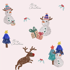 sweet seamless pattern of snowman in Christmas festive
