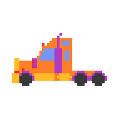 Truck in pixel art. Icon on an isolated white background. Vector stock illustration