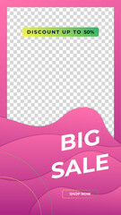 Sale discount sale banner design social media template. Set of dynamic modern fluid sale banners for social media post stories, web page, mobile phone. Sale banner template design special offer set.