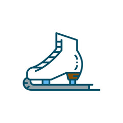 Ice skate colorful icon. Winter fun sport entertainment. Pixel perfect, editable stroke