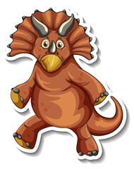 Triceratops dinosaur cartoon character sticker