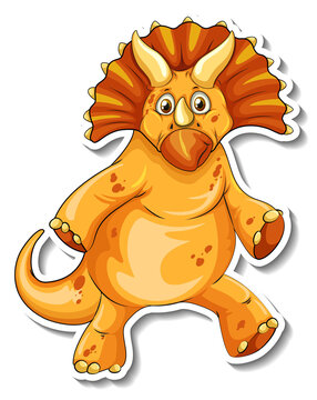 Triceratops dinosaur cartoon character sticker