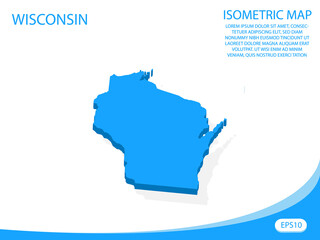 Modern vector isometric of Wisconsin blue map. elements white background for concept map easy to edit and customize. eps 10