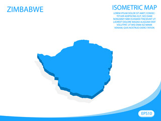 Modern vector isometric of Zimbabwe blue map. elements white background for concept map easy to edit and customize. eps 10