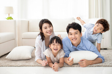Portrait of happy young family
