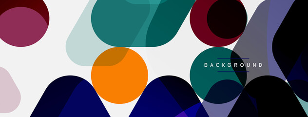 Color bubbles and rounded geometric shapes on white. Vector geometric minimal abstract background for wallpaper, banner, background, landing page