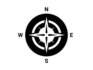 Map direction symbol. North sign. Black compass.