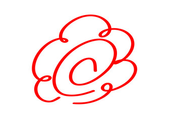 手書きの花まるマークのイラストアイコン／Illustration icon of handwritten flower circle mark