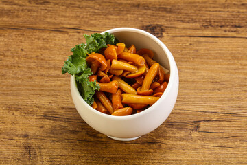 Marinated mushroom - honey agaric in the bowl