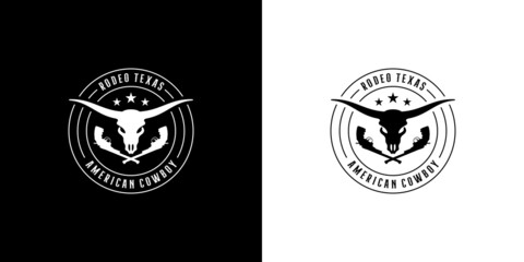 Fototapeta premium longhorn, texas rodeo logo design vintage emblem