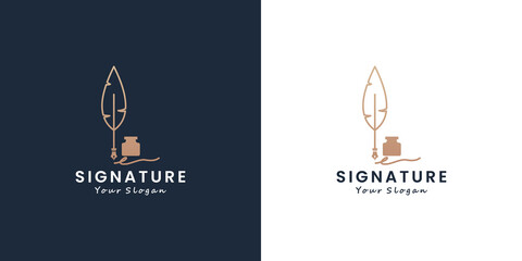 feather signature pen logo design inspiration