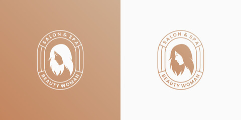 golden salon and spa emblem logo design