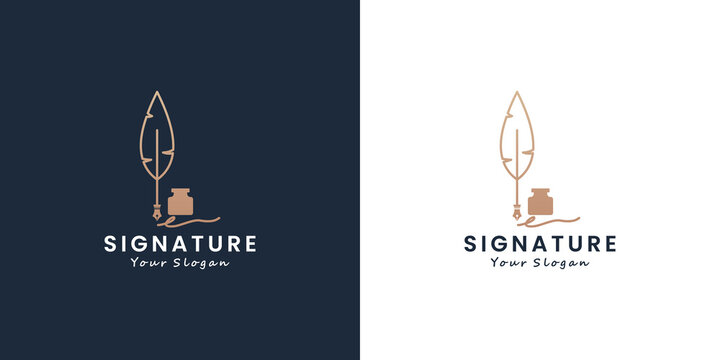 feather signature pen logo design inspiration