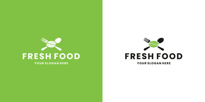 fresh restaurant food logo design template