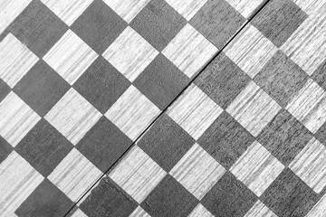 Checker board wood top view  background