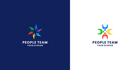 Obraz na płótnie Canvas team work, partnership logo design for community