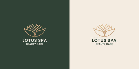 luxury lotus spa logo design line art