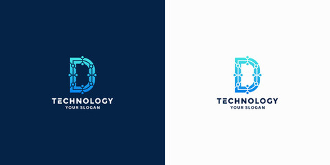 D tech logo design for technology company