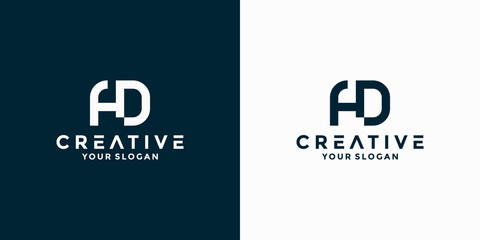 abstract letter A D logo design template