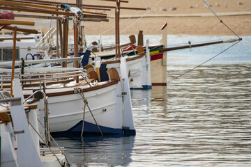 Typical wooden boats used by fishermen on the Costa Brava, Girona