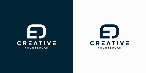 abstract letter E D combination logo design for company identity