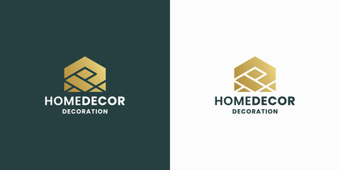 house decoration logo design with golden color