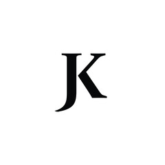 JK Letter Logo Design with Creative Modern Trendy Typography and Black Color