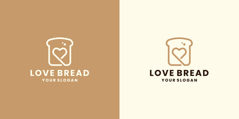 creative love and bread combination logo design