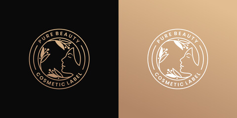 luxury emblem beauty woman logo design for cosmetic brand