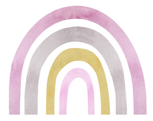 Watercolor boho nursery rainbow in pink neutral colors