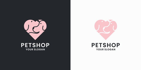 pet shop, love dog, love cat logo design inspiration