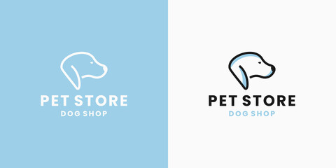 pet store, dog head logo design with silhouette