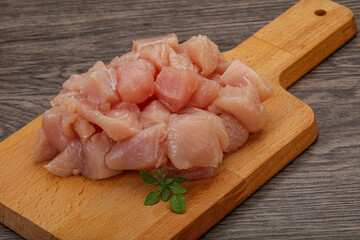 Raw diced chicken for cooking