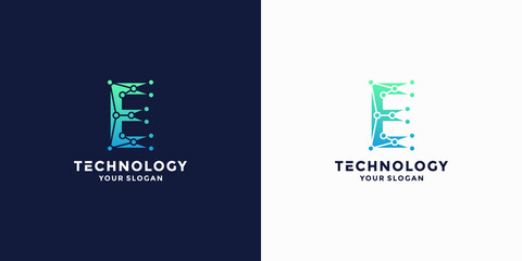 E tech logo design for technology