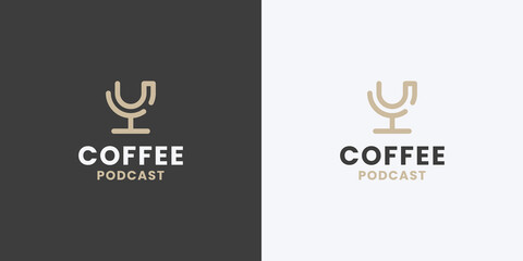 coffee podcast with letter U logo design combination