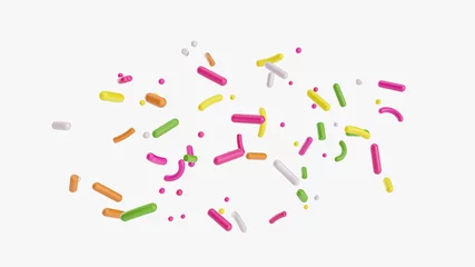 Foto op Plexiglas 3d rendering of colorful sprinkles on a white background © Hammad Khan/Wirestock