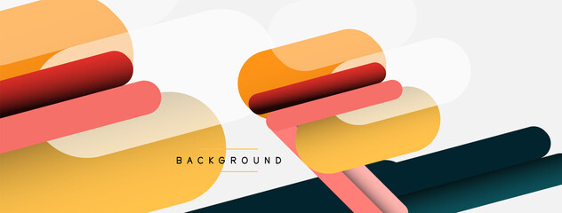 Overlapping round shapes and lines background. Vector illustration for wallpaper banner background or landing page