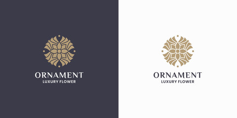 flower, floral logo. luxury logo branding with golden color