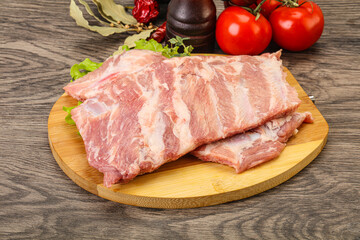 Raw pork ribs for cooking