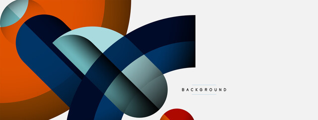 Geometric abstract background. Round shapes, circles, lines composition for wallpaper banner background or landing page