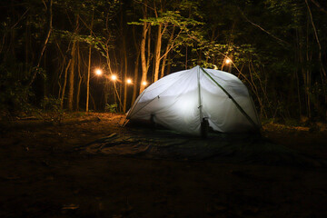 tent at night