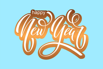 Happy New Year hand lettering calligraphy. Vector holiday illustration element. Typographic element for banner, poster, congratulations.