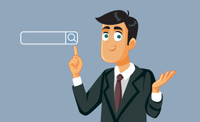 Businessman Pointing to a Search Bar Vector Illustration