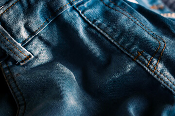 Denim or jeans texture. Selective focus.