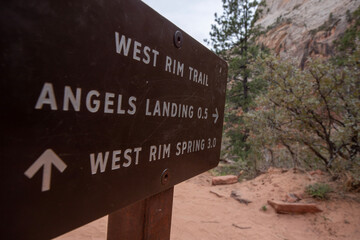 Angles Landing trail sign in Zion National Park